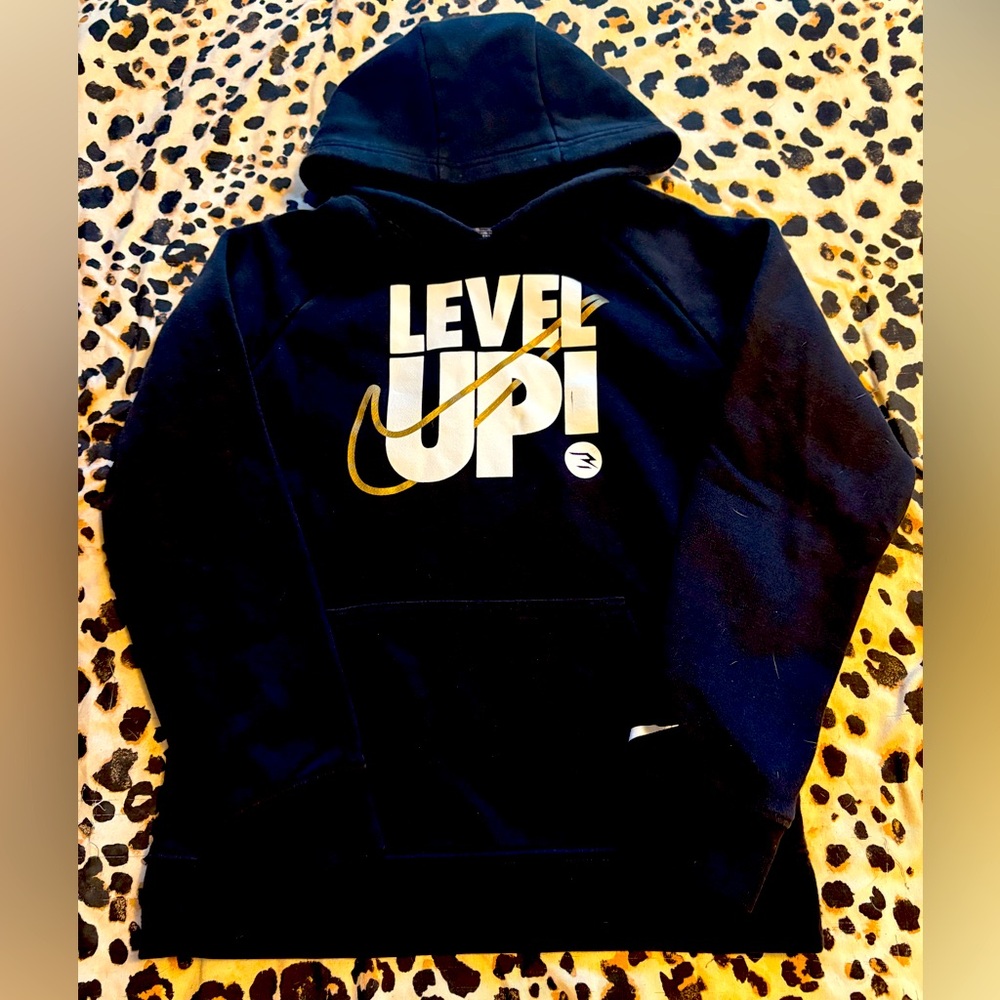 Nike 3 brand Black Hoodie with Gold Accents